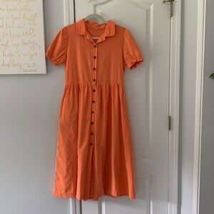 Petal lush Button down dress collared salmon midi casual summer‎ vacation